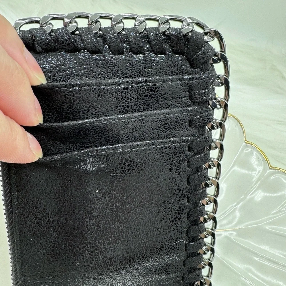 Shiny Black Material Card Holder Wallet